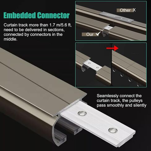 Extra Long Heavy Duty Curtain Track - 13ft to 32ft Adjustable Aluminum Rail for Indoor/Outdoor Use, Wall Mount Fittings Included, Ideal for Drapes & Curtains, White Finish, 10m/32.8ft in Saudi Arabia