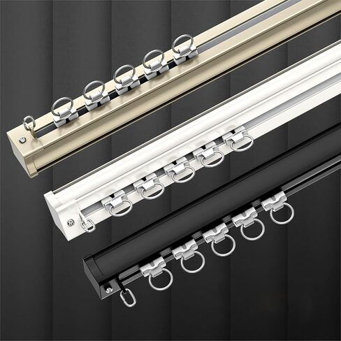 Heavy Duty Sliding Curtain Track System for Ceiling & Wall Mount - Adjustable Room Divider Rods with Rails & Fixings, Fits 3.3-26.2ft Spaces, White, 230cm/2 * 115cm in Saudi Arabia