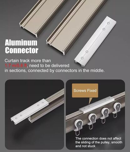 Heavy Duty Adjustable Curtain Track System - 4-30ft Ceiling/Wall Mount Sliding Rod with Silent Pulley for Smooth Operation - Ideal for Home, Office, and More (28ft/8.54m) in Saudi Arabia