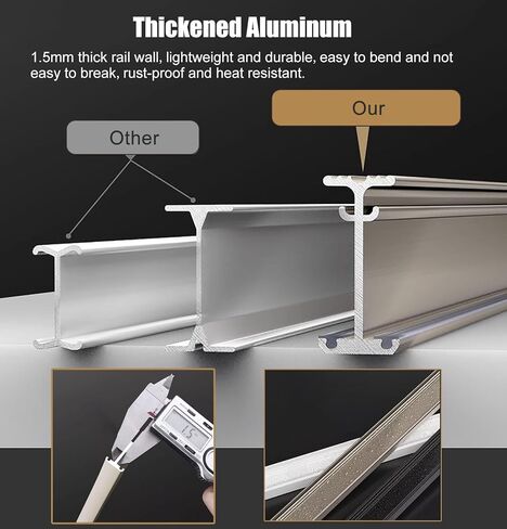 Heavy Duty Adjustable Curtain Track System - 4-30ft Ceiling/Wall Mount Sliding Rod with Silent Pulley for Smooth Operation - Ideal for Home, Office, and More (28ft/8.54m) in Saudi Arabia