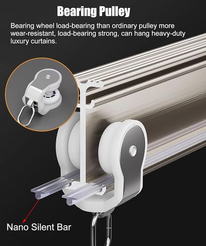 Heavy Duty Adjustable Curtain Track System - 4-30ft Ceiling/Wall Mount Sliding Rod with Silent Pulley for Smooth Operation - Ideal for Home, Office, and More (28ft/8.54m) in Saudi Arabia