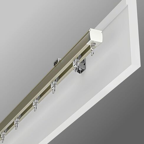 Heavy Duty 12.1FT Aluminum Curtain Track System - Ceiling & Wall Mount Room Divider in Champagne Color, Perfect for Curtains & Drapes, Durable & Stylish Decor Solution in Saudi Arabia