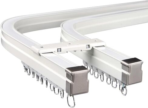 Heavy Duty 24ft Bendable Curtain Track for Bay Windows - Double Track Curved Curtain Rod with Brackets, Pulleys & Screws - Ceiling or Wall Mount (731cm) in Saudi Arabia