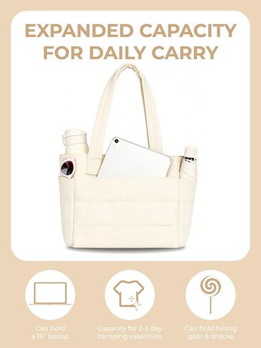 Puffer Tote Bag for Women, Lightweight Laptop Bag with Zipper Quilted Shoulder Bag for Work, Travel, Gym in Saudi Arabia