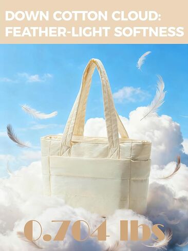 Puffer Tote Bag for Women, Lightweight Laptop Bag with Zipper Quilted Shoulder Bag for Work, Travel, Gym in Saudi Arabia