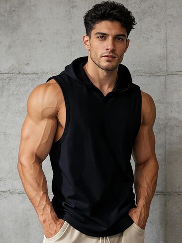 Sleeveless Hooded Vest for Workout Running Gym, Fitness Hoodie Top Men Women Exercise Sports Tank in Saudi Arabia