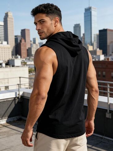 Sleeveless Hooded Vest for Workout Running Gym, Fitness Hoodie Top Men Women Exercise Sports Tank in Saudi Arabia