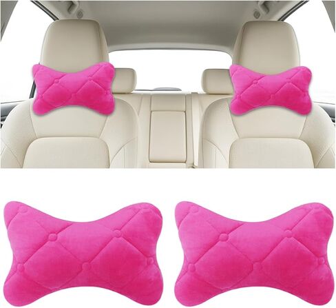 2PCS Car Headrest Pillow, Comfortable Ergonomic Design Vehicle Seat Neck Pillow for Driving Fatigue Relief, Soft Breathable Automotive Interior Head Rest Cushion Pad, Universal Fit (Black) in Saudi Arabia