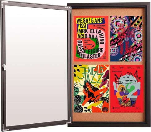 48x36 Inch Lockable Enclosed Bulletin Board, Weather-Resistant Outdoor Noticeboard with 2 Locking Doors, Wall-Mounted Silver Aluminum Frame & Cork Presentation Board in Saudi Arabia