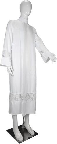 MYAYD Handmade White Hollowed Clerical Medieval Pleated Lace Robe Cassock for Men in Saudi Arabia