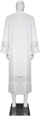 MYAYD Handmade White Hollowed Clerical Medieval Pleated Lace Robe Cassock for Men in Saudi Arabia