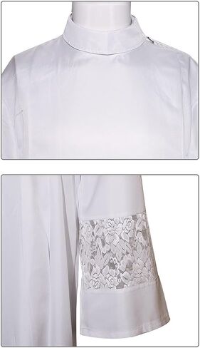 MYAYD Handmade White Hollowed Clerical Medieval Pleated Lace Robe Cassock for Men in Saudi Arabia