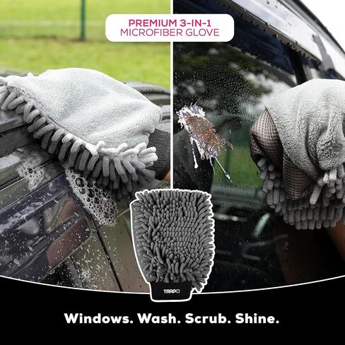 Premium 3-in-1 Car Wash Mitt Scratch Free, Cleaning Mitt, Microfiber Wash Mitts for Car Washing, Drying, and Scrubbing (2-Pack) in Saudi Arabia