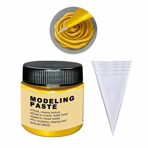 معجون تشكيل أبيض للفن المزخرف طلاء النحت ثلاثي الأبعاد عالي الكثافة، متوسط ​​أكريليك، معجون نسيج للحرف اليدوية، استنسل للرسم، مثالي للخشب/القمصان/الزجاج/الحجر in Kuwait