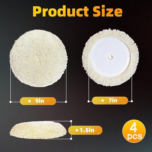 3 Inch Wool Buffing Polishing Pads, 4pcs 100% Natural Wool Compound Cutting Pad with Hook and Loop Backing for Motorcycle,Boats,Trucks and Car Body Repair Buffing and Polishing in Saudi Arabia