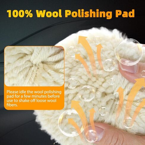 3 Inch Wool Buffing Polishing Pads, 4pcs 100% Natural Wool Compound Cutting Pad with Hook and Loop Backing for Motorcycle,Boats,Trucks and Car Body Repair Buffing and Polishing in Saudi Arabia