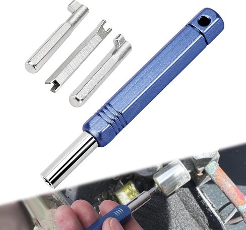 أداة غطاء قفل HVAC، مفتاح غطاء قفل 4 في 1 لأغطية أمان المبردات 410A وR22، أداة إزالة وتركيب الفولاذ الصلب مع مقبض لخدمة صمام تبريد التيار المتردد in Kuwait