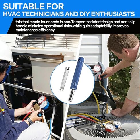 أداة غطاء قفل HVAC، مفتاح غطاء قفل 4 في 1 لأغطية أمان المبردات 410A وR22، أداة إزالة وتركيب الفولاذ الصلب مع مقبض لخدمة صمام تبريد التيار المتردد in Kuwait