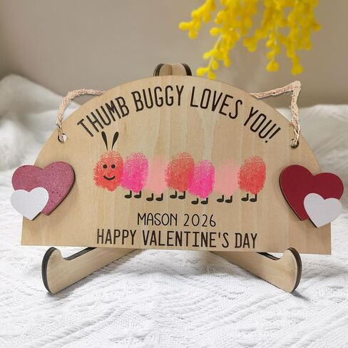 Thumb Buggy Loves You DIY Baby's First Valentine's Day Fingerprint Annoucement Cards, Baby First Valentine Gifts for Babies, Toddlers Crafts, New Mom, Dad Memory Keepsake, Milestone Announcement Props in Saudi Arabia