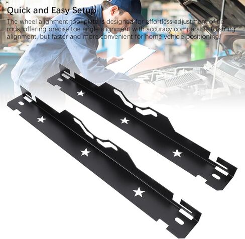 Wheel Alignment Tool Plates, Iron Construction, 2 - Pack Black - Precise Toe Measurement, Unique Notch Tape Holding Design, Ideal for DIY Garages and Professionals in Kuwait
