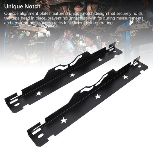 Wheel Alignment Tool Plates, Iron Construction, 2 - Pack Black - Precise Toe Measurement, Unique Notch Tape Holding Design, Ideal for DIY Garages and Professionals in Kuwait