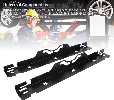 Wheel Alignment Tool Plates, Iron Construction, 2 - Pack Black - Precise Toe Measurement, Unique Notch Tape Holding Design, Ideal for DIY Garages and Professionals in Kuwait