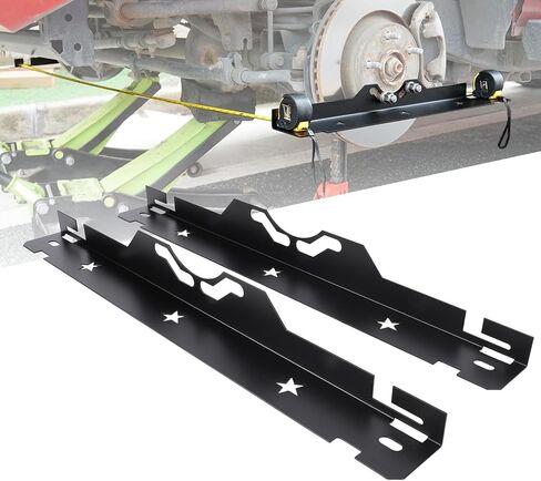 Wheel Alignment Tool Plates, Iron Construction, 2 - Pack Black - Precise Toe Measurement, Unique Notch Tape Holding Design, Ideal for DIY Garages and Professionals in Kuwait