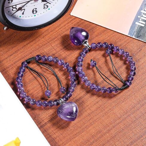 TUMBEELLUWA Healing Crystal Bracelets Love Jewelry for Women Men 6mm, Adjustable Heart Bead Stone Bracelet for Essential Oils in Saudi Arabia