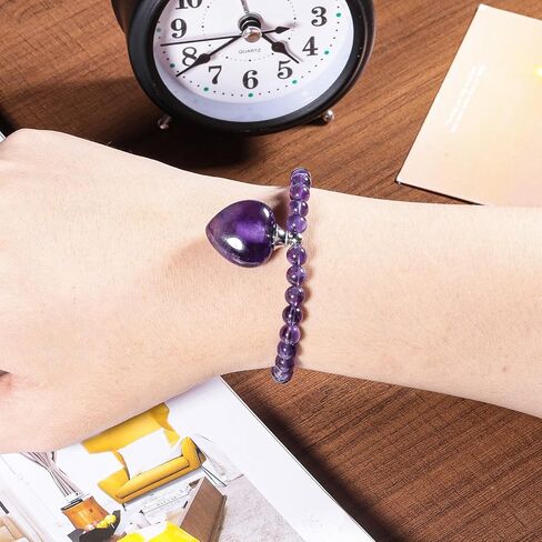 TUMBEELLUWA Healing Crystal Bracelets Love Jewelry for Women Men 6mm, Adjustable Heart Bead Stone Bracelet for Essential Oils in Saudi Arabia