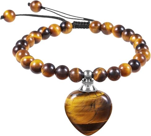 TUMBEELLUWA Healing Crystal Bracelets Love Jewelry for Women Men 6mm, Adjustable Heart Bead Stone Bracelet for Essential Oils in Saudi Arabia