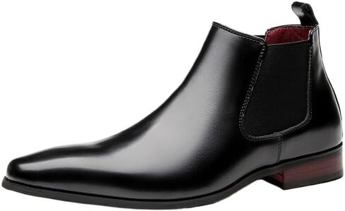 Men's High-Top Leather Boots With Pointed Toe Lightweight Elasticity Slip-on Casual Shoes Slip Resistant Wear-resistant Rubber Stylish Outdoor Shoes for Man in Saudi Arabia