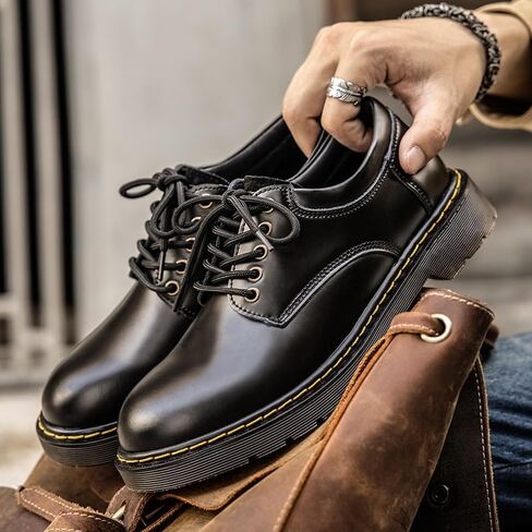 Men's Black Low-top Outdoor Work Shoes Comfortable Round-Toe Thick-Soled Oxford Shoes for Shopping Driving Men Versatile Casual Shoes in Saudi Arabia