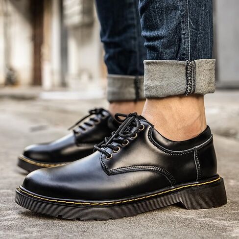 Men's Black Low-top Outdoor Work Shoes Comfortable Round-Toe Thick-Soled Oxford Shoes for Shopping Driving Men Versatile Casual Shoes in Saudi Arabia