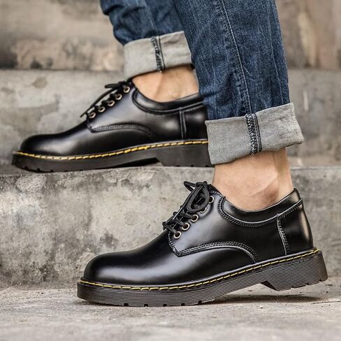 Men's Black Low-top Outdoor Work Shoes Comfortable Round-Toe Thick-Soled Oxford Shoes for Shopping Driving Men Versatile Casual Shoes in Saudi Arabia