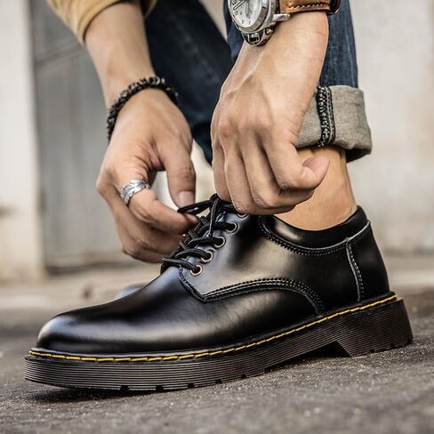 Men's Black Low-top Outdoor Work Shoes Comfortable Round-Toe Thick-Soled Oxford Shoes for Shopping Driving Men Versatile Casual Shoes in Saudi Arabia