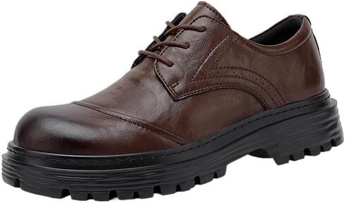Men's Youth Business Rubber Shoes Retro Oxford Shoes British Round-Toed Thick-Soled Lace-up Versatile Comfortable Breathable Non-Slip Casual Shoes for Men in Saudi Arabia
