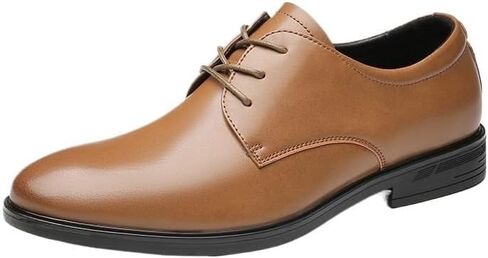 Men's Spring Autumn Round Toe Lace-up Formal Casual Business Leather Shoes Soft Sole Soft Surface Low-top Single Shoes Breathable Suitable for Wedding Office in Saudi Arabia