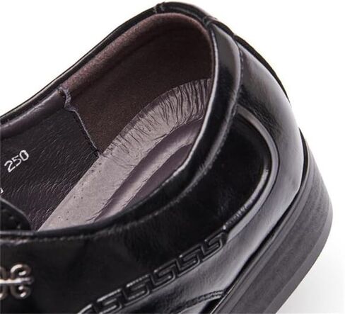 Men's Black Japanese and Korean Pointed Business Formal Leather Shoes Glossy Casual Pointed Derby Shoe Laces Suitable for Weddings and Offices in Saudi Arabia