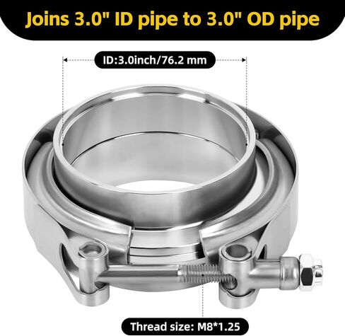 V Band Standard Clamp Butt Joint 304 الفولاذ المقاوم للصدأ الفرقة اللفة المشتركة الفرقة المشبك الفولاذ المقاوم للصدأ للأنابيب الفضة (1، 3.0 بوصة) in Kuwait