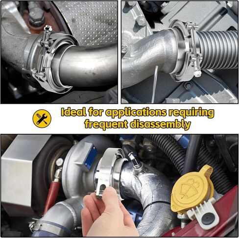 V Band Standard Clamp Butt Joint 304 الفولاذ المقاوم للصدأ الفرقة اللفة المشتركة الفرقة المشبك الفولاذ المقاوم للصدأ للأنابيب الفضة (1، 3.0 بوصة) in Kuwait