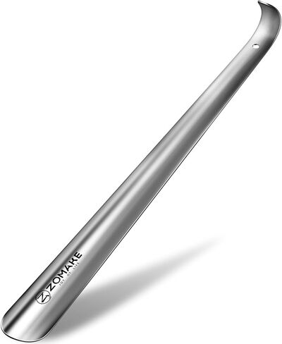 ZOMAKE Shoe Horn Metal, 42cm Long Handle Shoehorn - Long Silver Stainless Steel Shoe Stick Wear Shoes Helper for Men Women Seniors Kids in Kuwait