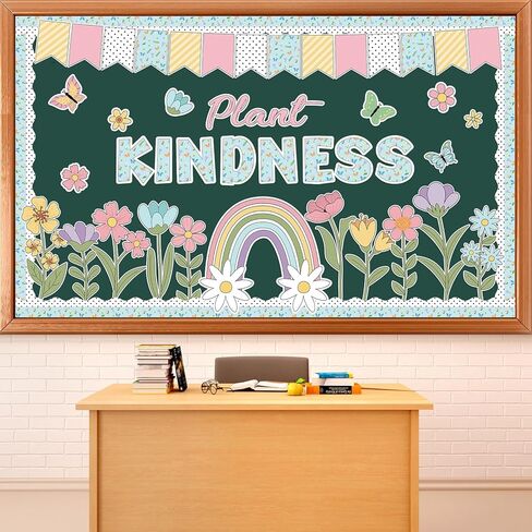 Plant Kindness Bulletin Board Set Spring Blue Floral Classroom Decors with Spring Blue Flower Cutouts Floral Classroom Decor Rainbow Flowers Cutouts for Classroom Teachers Home School Wall Decorations in Saudi Arabia