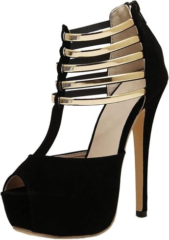 16CM/6.30IN Women's Fashion fish mouth Ankle Strap Heels Peep Toe Platform back zipper High Heels Sandals Court Shoes Pole Dancer Stripper Party Dress Evening in Saudi Arabia