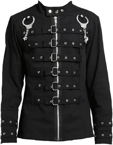 سترة Darkrock الرجالية الأنيقة باللون الأسود Punk Handcuff كاجوال من المعدن الثقيل للحفلات الموسيقية / الولايات المتحدة الأمريكية in Saudi Arabia