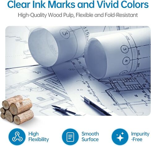 24' in x 150 ft 5kg/2roll，Wide Format Paper – 2" Core CAD Bond Rolls, 95 Bright, 11lb – Plotter Paper Rolls for Printer, Inkjet Printer Paper, Premium Large Format Computer in Saudi Arabia