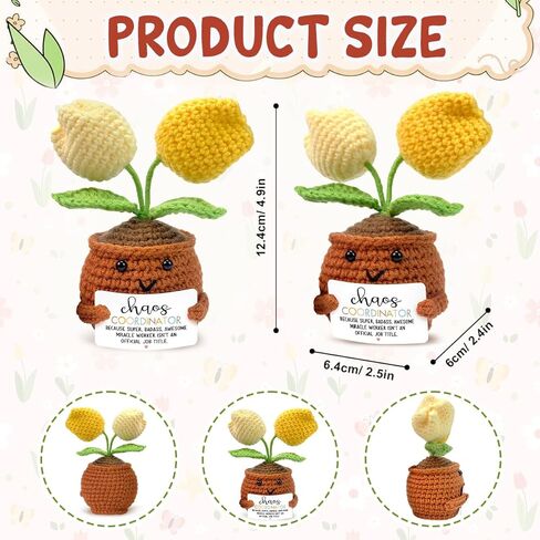 تفاصيل صغيرة من زهور التوليب الكروشيه الإيجابية، هدايا منسق الفوضى للرجال في عيد الميلاد، هدية تشجيع للنساء، هدايا شكر لزملاء العمل، الرئيس، المعلم، الممرضة، الطبيب in Kuwait