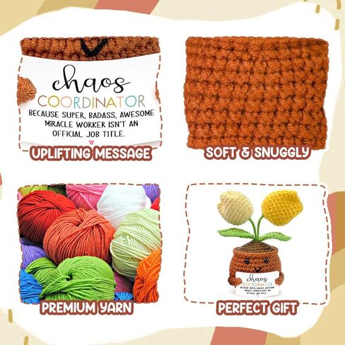 تفاصيل صغيرة من زهور التوليب الكروشيه الإيجابية، هدايا منسق الفوضى للرجال في عيد الميلاد، هدية تشجيع للنساء، هدايا شكر لزملاء العمل، الرئيس، المعلم، الممرضة، الطبيب in Kuwait