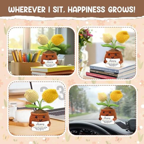 تفاصيل صغيرة من زهور التوليب الكروشيه الإيجابية، هدايا منسق الفوضى للرجال في عيد الميلاد، هدية تشجيع للنساء، هدايا شكر لزملاء العمل، الرئيس، المعلم، الممرضة، الطبيب in Kuwait