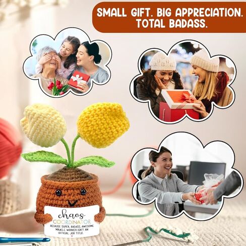 تفاصيل صغيرة من زهور التوليب الكروشيه الإيجابية، هدايا منسق الفوضى للرجال في عيد الميلاد، هدية تشجيع للنساء، هدايا شكر لزملاء العمل، الرئيس، المعلم، الممرضة، الطبيب in Kuwait