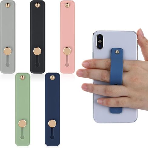 Cobee Phone Loop Finger Holder, 5pcs Phone Grip Straps Silicone Phone Finger Strap Finger Cell Phone Grip Universal Finger Kickstand for Most Smartphones(Yellow, Purple, White, Green, Red) in Saudi Arabia